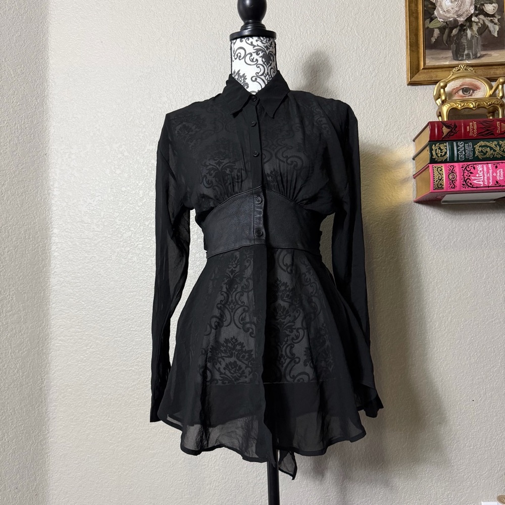Widow sheer black corset blouse